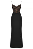 Lace Patchwork Cami Bodycon Fishtail Hem Gowns Maxi Dresses