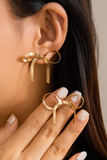 Fashionable Alloy Bow-Shaped Stud Earrings-Gold