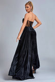 Corset Velvet Slit Gown Maxi Dresses