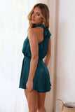 Satin Halter Knot Tied Up Cutout Backless Elegant Romper Playsuit