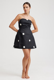 Polka Dot Print A-Line Mini Tube Dresses-Black