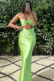 Spaghetti Strap Crop Top High Waist Plain Maxi Skirt Matching Set-Pink