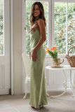 Embroidered Flower Boat Neck High Slit Satin Slim Garden Party Slip Maxi Dresses