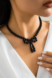 Imitation Pearls Bow Shape Elegant Necklace-White