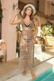 Y2K Fashions Deep V Neck Crochet Cover Up Knit Slit Maxi Dresses