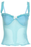 Irregular Neckline Frilled Crop Cami-Blue