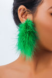 Feather Flowy Cocktail Party Dangle Earrings Necklace