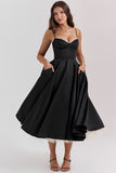 Elegant Cinch Waist Party Bridesmaid Tulle Layered Midi Slip Dresses-Pink