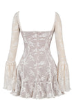 Lace Flared Sleeve Corset A-Line Ruffled Vacation Mini Dresses