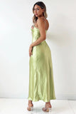 Embroidered Flower Boat Neck High Slit Satin Slim Garden Party Slip Maxi Dresses