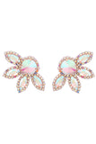 Alloy Rhinestone Floral Decor Dangle Earrings