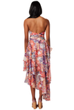 Boho Print Halter V Neck Irregular Hem Maxi Dresses-Red Pre Order