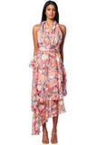 Boho Print Halter V Neck Irregular Hem Maxi Dresses-Red Pre Order