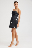 Polka Dot Print A-Line Mini Tube Dresses-Black