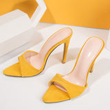 Casual Solid Color Quilted Pointed Toe Slides Stiletto Heels