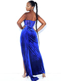 Corset Velvet Slit Gown Maxi Dresses