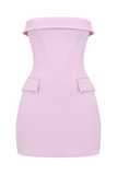 Strapless Corset Decorative Flap Pocket Bodycon Mini Dresses-Pink