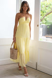 Halter Sleeveless Backless Tiered Pleated Flowy Vacation Maxi Dress