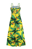 Print Slit Tied Belt Cami Vacation Midi Dresses