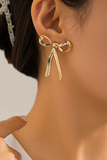 Fashionable Alloy Bow-Shaped Stud Earrings-Gold