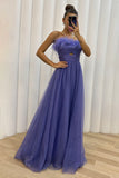 Feather Strapless Cut Out Evening Gown Tulle Maxi Dresses