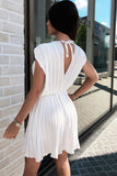 Plunging Neck Sleeveless Pleated Waist Mini Dress