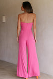 Cut Out Strapless Party Jumpsuit Bubblegum Pants