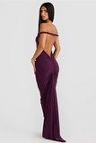 Rope Halter Open Back Bodycon Fishtail Hem Maxi Dresses-Green