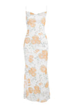 Cowl Neck Floral Print Garden Party Flowy Maxi Slip Dresses-Pink