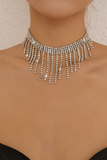 Rhinestone Fringed Pendants Formal Party Necklace-Gold