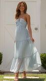 Halter Sleeveless Backless Tiered Pleated Flowy Vacation Maxi Dress