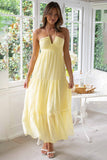 Halter Sleeveless Backless Tiered Pleated Flowy Vacation Maxi Dress