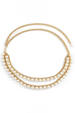 Alloy Layered Chain Pearls Fashionable Waist Chain-Gold