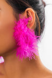 Feather Flowy Cocktail Party Dangle Earrings Necklace