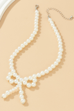 Imitation Pearls Bow Shape Elegant Necklace-White