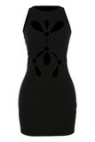 Cutout Solid Color Slim Fit Mini Tank Dresses-Black