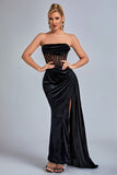 Corset Velvet Slit Gown Maxi Dresses