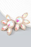 Alloy Rhinestone Floral Decor Dangle Earrings