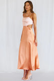 Crossover Back Evening Midi Dress - Pink/Orange