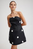 Polka Dot Print A-Line Mini Tube Dresses-Black