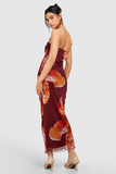 Floral Print Slim Fit Maxi Tube Dresses-Red