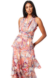 Boho Print Halter V Neck Irregular Hem Maxi Dresses-Red Pre Order