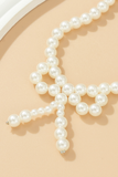 Imitation Pearls Bow Shape Elegant Necklace-White