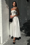 Strapless Cinch Waist Textured Elegant Gowns Maxi Dresses-White Pre Order