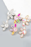 Alloy Rhinestone Floral Decor Dangle Earrings