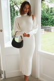 Turtleneck Knit Cardigan Sleeveless Maxi Dresses Set