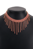 Rhinestone Fringed Pendants Formal Party Necklace-Gold