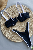 Colorblock Cami Bikini Top Bikini Two-Piece Set-Black