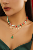 Beads Alloy Christmas Tree Pendant Chain Fashionable Christmas Style Necklaces-Red1