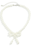 Imitation Pearls Bow Shape Elegant Necklace-White